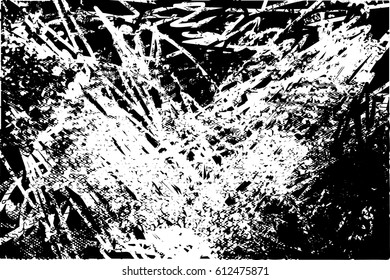 Background black and white abstract texture vector with  dark spots, pale nets, lines and drawing