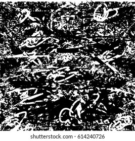 Background black and white abstract texture vector with  dark spots,lines and drawing