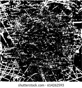 Background black and white abstract texture vector with  dark spots,lines and drawing