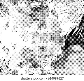 Background black and white abstract texture vector with  dark spots,lines and drawing