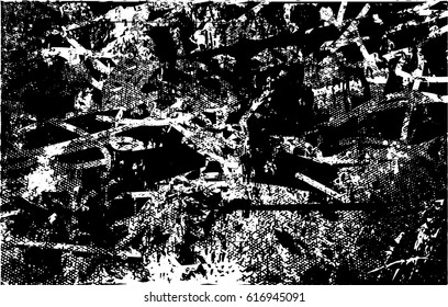 Background black and white abstract texture vector with  dark spots, scratches and white lines