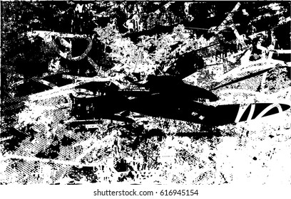 Background black and white abstract texture vector with  dark spots, scratches and white lines