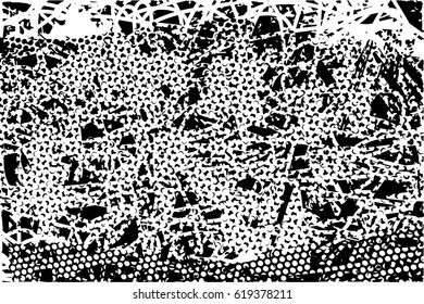 Background black and white abstract texture vector with  dark spots, nets, lines and scratches  