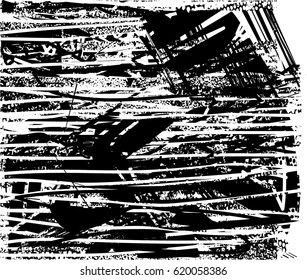 Background black and white abstract texture vector with  dark spots, nets, lines and scratches  