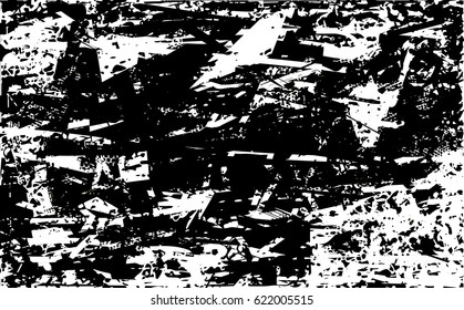 Background black and white abstract texture vector with  dark spots, nets, lines and scratches 