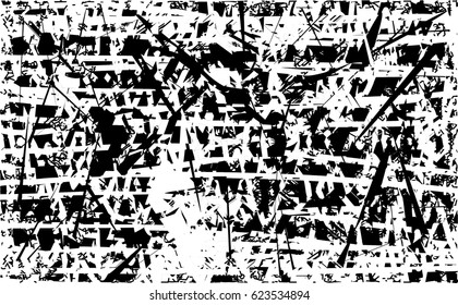 Background black and white abstract texture vector with  dark spots, nets, lines and scratches 