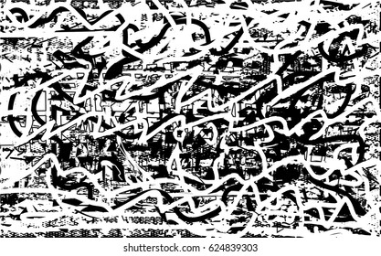 Background black and white abstract texture vector with  dark spots, nets, lines and scratches 