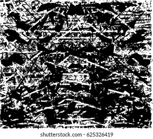 Background black and white abstract texture vector with  dark spots, nets, lines and scratches 