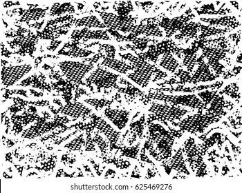 Background black and white abstract texture vector with  dark spots, nets, lines and scratches 