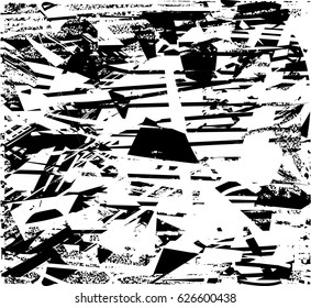 Background black and white abstract texture vector with  dark spots, nets, lines and scratches 