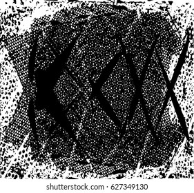 Background black and white abstract texture vector with  dark spots, nets, lines and scratches 