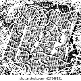 Background black and white abstract texture vector with  dark spots, nets, lines and scratches 