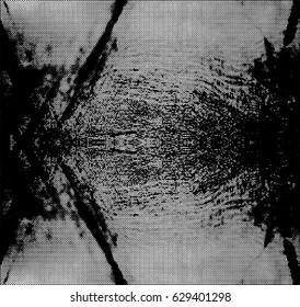 Background black and white abstract texture vector with  dark spots, nets, lines and scratches 