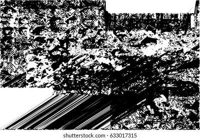 Background black and white abstract texture vector with  dark spots, nets, lines and scratches