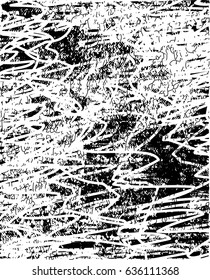 Background black and white abstract texture vector with  dark spots, nets, lines and scratches