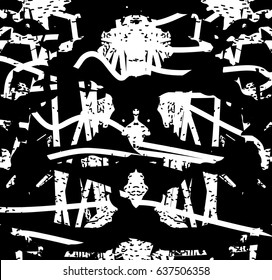 Background black and white abstract texture vector with  dark spots, nets, lines and scratches