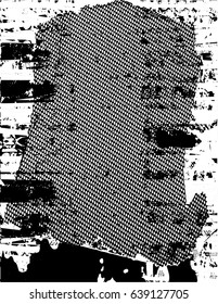 Background black and white abstract texture vector with  dark spots, nets, lines and scratches 