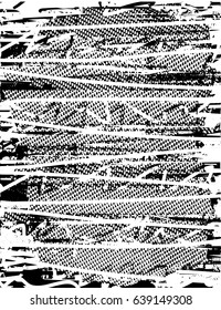 Background black and white abstract texture vector with  dark spots, nets, lines and scratches 
