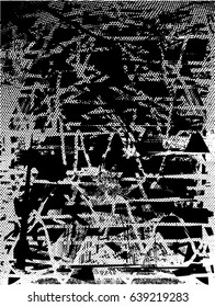 Background black and white abstract texture vector with  dark spots, nets, lines and scratches 