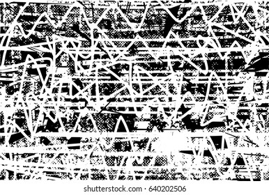 Background black and white abstract texture vector with  dark spots, nets, lines and scratches 
