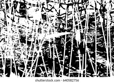 Background black and white abstract texture vector with  dark spots, nets, lines and scratches 