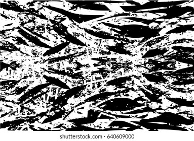 Background black and white abstract texture vector with  dark spots, nets, lines and scratches 