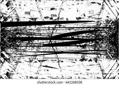 Background black and white abstract texture vector with  dark spots, nets, lines and scratches