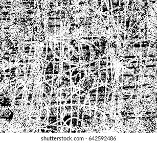 Background black and white abstract texture vector with  dark spots, nets, lines and scratches
