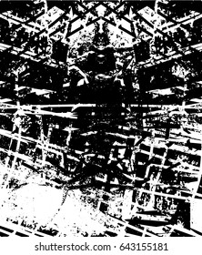 Background black and white abstract texture vector with  dark spots, nets, lines and scratches