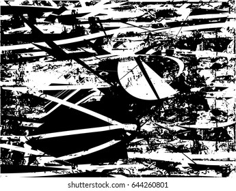 Background black and white abstract texture vector with  dark spots, nets, lines and scratches