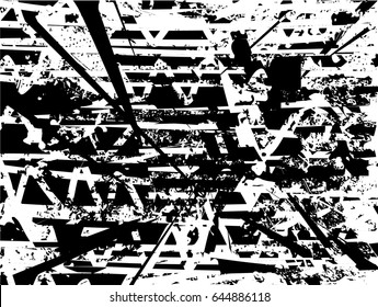 Background black and white abstract texture vector with  dark spots, nets, lines and scratches