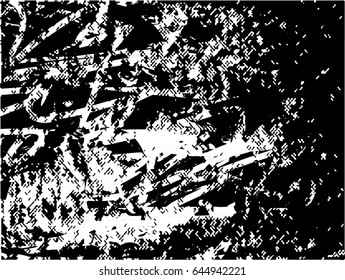 Background black and white abstract texture vector with  dark spots, nets, lines and scratches