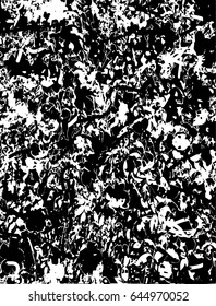 Background black and white abstract texture vector pattern with  dark spots, flowers, lines and scratches
