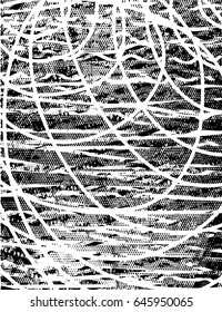Background black and white abstract texture vector with  dark spots, nets, lines and scratches