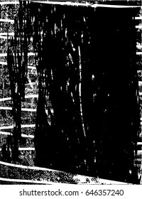 Background black and white abstract texture vector with  dark spots, nets, lines and scratches