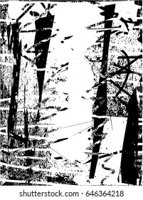 Background black and white abstract texture vector with  dark spots, nets, lines and scratches