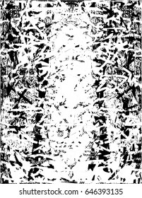 Background black and white abstract texture vector with  dark spots, nets, lines and scratches