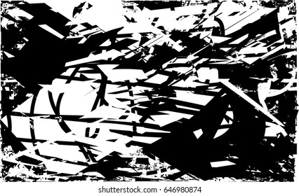 Background black and white abstract texture vector with  dark spots, nets, lines and scratches