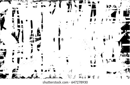 Background black and white abstract texture vector with  dark spots, nets, lines and scratches