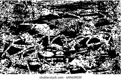 Background black and white abstract texture vector with  dark spots, nets, lines and scratches