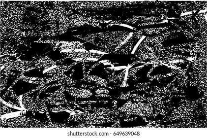 Background black and white abstract texture vector with  dark spots, nets, lines and scratches