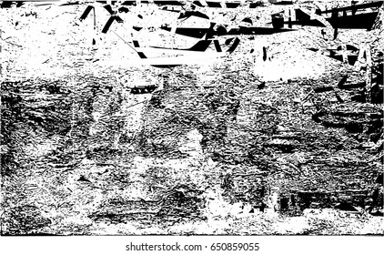 Background black and white abstract texture vector with  dark spots, nets, lines and scratches