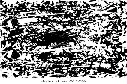 Background black and white abstract texture vector with  white spots, lines and scratches