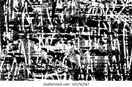 Background black and white abstract texture vector with  dark spots, nets, lines and scratches