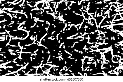 Background black and white abstract texture vector with  dark spots, nets, lines and scratches