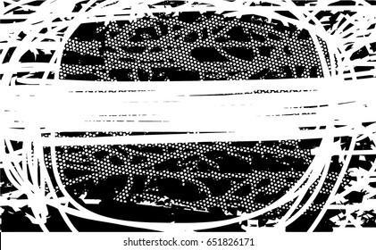 Background black and white abstract texture vector with  dark spots, nets, lines and scratches