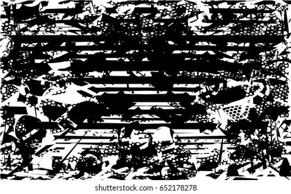 Background black and white abstract texture vector with  dark spots, nets, lines and scratches