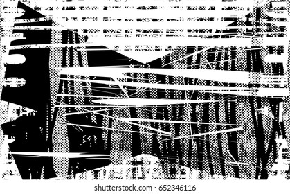 Background black and white abstract texture vector with  dark spots, lines and scratches