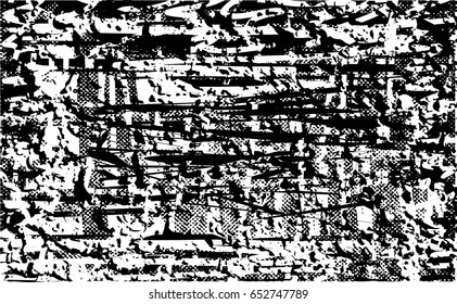 Background black and white abstract texture vector with  dark spots, lines and scratches