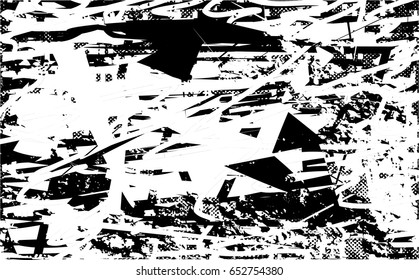 Background black and white abstract texture vector with  dark spots, lines and scratches
